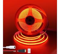 Clearhill 12V COB led tira luces 6.56FT / 2M (sin fuente de alimentación), rojo, 320LEDs / M, con 5521DC hembra y conectores de alambre rojo y negro, ancho de 8mm, IP20