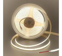 Clearhill 24V 8mm ancho COB 480LED tira luces con alambre desnudo (sin fuente de alimentación), 16.4FT / 5M, blanco natural 4000K, 480LEDs / M, CRI90, panel electrochapado de doble cara, 11W / M