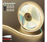 Clearhill 24V COB led tira de luces (sin fuente de alimentación), 32.8FT / 10M, blanco natural 4000K, 320LEDs / M, con 5521DC hembra y conectores de alambre rojo y negro, ancho de 8mm, IP20