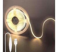 Clearhill 2PACK 5V USB COB luces de tira led con interruptor dimmable, 9.84FT / 3M, blanco natural 4000K, 320LEDs / M, ancho de 8mm, no impermeable IP20, cable de interruptor USB 1.5M