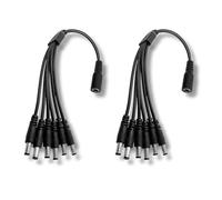 Clearhill 2Packs 1Female a 6 Male Way DC Power Splitter Cable, Enchufe 5.5mm x 2.1mm, Negro, para cámaras de seguridad de CCTV, luces de tira led, enrutador y más