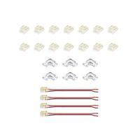 Clearhill 5mm 2Pin 24PCS Press-in Assembly COB LED Strip Connector Corner Kit, 14PCS Strip to Strip Connectors, 6PCS L-Shape Connectors, 4PCS Strip to Wire + 10cm Cable Connectors