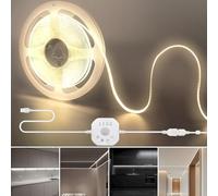 Clearhill 5V Motion Sensor Dimmer 320LED Strip Lights, día o noche 2 modos de iluminación, retraso de tiempo y brillo ajustable, 9.84FT / 3M, blanco natural 4000K, ancho de 8mm