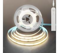 Clearhill 5V Sensor de movimiento COB led tira luces 1Pack, tiempo-retraso ajustable, dos formas de fuente de alimentación (sin batería) 6.56FT / 2M, blanco natural 4000K, 320LEDs / M