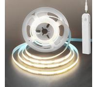 Clearhill 5V Sensor de movimiento Dimmable USB recargable COB led Strip Lights, Batería incorporada de 1500mAh, Tres modos, 6.56FT / 2M, Blanco natural 4000K, 320LEDs / M