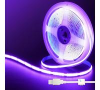 Clearhill 5V USB COB LED Strip Lights,6.56FT / 2M,Púrpura,320LEDs / M,8mm de ancho,Cable USB IP20,1M no impermeable