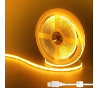 Clearhill 5V USB COB LED Strip Lights,9.84FT / 3M,Naranja,320LEDs / M,8mm de ancho,Cable USB IP20,1M no impermeable