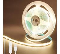 Clearhill 5V USB COB LED Strip Lights with Switch,16.4FT/5M,Natural White 4000K,320LEDs/M,8mm Width,Not Waterproof IP20,1M USB Cable,for DIY Home Indoor Decoration