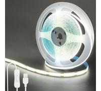 Clearhill 5V USB COB LED Strip Lights with Switch,9.84FT/3M,Cool White 6500K,320LEDs/M,8mm Width,Not Waterproof IP20,1M USB Cable,for DIY Home Indoor Decoration