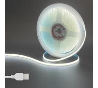 Clearhill 5V USB COB led tira de luces, 16.4FT / 5M, blanco fresco 6500K, 400LEDs / M, ancho de 5mm, cable USB IP20,1M no impermeable