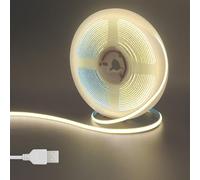 Clearhill 5V USB COB led tira de luces,16.4FT / 5M,Blanco natural 4000K,400LEDs / M,5mm de ancho,No impermeable IP20,1M cable USB