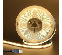 Clearhill 5V USB COB led tira de luces, 8mm de ancho 320LEDs / m, 8W / m, CRI90, tira de luz de panel de doble cara galvanizada, IP20 impermeable (Warm White 3000K, 3.28 ft (1 Pack))