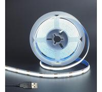Clearhill 5V USB COB led tira de luces, blanco fresco 6500K, ancho de 8mm 320LEDs / m, 8W / m, CRI90, 3.28FT / 1M, tira de luz del panel electrochapado doble cara, IP20 impermeable
