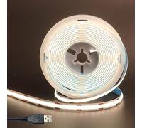 Clearhill 5V USB COB led tira de luces, blanco natural 4000K, ancho de 8mm 320LEDs / m, 8W / m, CRI90, 16.4FT / 5M, tira de luz del panel electrochapado doble cara, IP20 impermeable