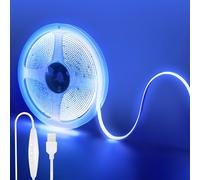 Clearhill 5V USB COB led tira de luces con interruptor dimmable, 6.56FT / 2M, azul, 320LEDs / M, 8mm de ancho, no impermeable IP20, cable de interruptor USB 1.5M