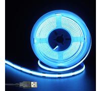 Clearhill 5V USB COB led tira de luces, IceBlue, 8mm ancho 320LEDs / m, 8W / m, CRI90, 16.4FT / 5M, tira de luz del panel electrochapado doble cara, IP20 impermeable