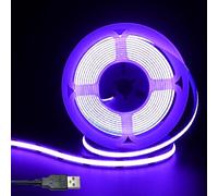 Clearhill 5V USB COB led tira de luces, púrpura, ancho de 8mm 320LEDs / m, 8W / m, CRI90, 6.56FT / 2M, tira de luz del panel electrochapado doble cara, IP20 impermeable