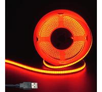Clearhill 5V USB COB led tira de luces, rojo, ancho de 8mm 320LEDs / m, 8W / m, CRI90, 16.4FT / 5M, tira de luz de panel doble galvanizado, IP20 impermeable