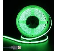 Clearhill 5V USB COB led tira de luces, Verde, ancho de 8mm 320LEDs / m, 8W / m, CRI90, 16.4FT / 5M, tira de luz de panel de doble cara galvanizada, IP20 impermeable