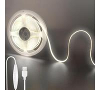 Clearhill 5V USB COB luces de tira led con interruptor dimmable, 16.4FT / 5M, blanco fresco 6500K, 320LEDs / M, ancho de 8mm, no impermeable IP20, cable de interruptor USB de 1.5M