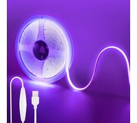 Clearhill 5V USB COB luces de tira led con interruptor dimmable, 9.84FT / 3M, púrpura, 320LEDs / M, ancho de 8mm, no impermeable IP20, cable de interruptor USB de 1.5M