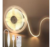 Clearhill 5V USB COB luces de tira led con interruptor dimmable remoto 2packs, 9.84FT / 3M, blanco cálido 3000K, 320LEDs / M, ancho de 8mm, no impermeable IP20, cable de interruptor USB 1.5M