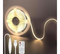 Clearhill 5V USB COB luces de tira led con interruptor dimmable remoto 2packs, 9.84FT / 3M, blanco natural 4000K, 320LEDs / M, ancho de 8mm, no impermeable IP20, cable de interruptor USB 1.5M