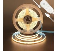 Clearhill 5V USB Sensor de movimiento Dimmable flexible led tira luces, 16.4FT / 5M, blanco cálido 3000K luces brillantes, 8mm de ancho, 320LEDs / M, no impermeable IP 20
