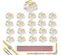Clearhill 8mm 2Pin 20 paquetes Conectores de tira de montaje de prensa en COB, ultra delgado, tira para tirar o tira para conectores de alambre para tiras de luz de color único 5V / 12V / 24V