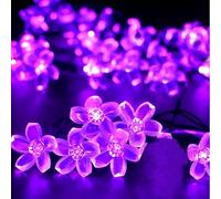 Clearhill Cadena de luces en forma de cereza alimentación por batería y USB, 32 pies/10 metros, color púrpura, 80 LED, para decoración interior y exterior, jardines, cumpleaños, bodas, fiestas