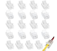 Clearhill Conectores transparentes de tira de luz led sin soldadura 2Pin, adaptador rápido sin gap amplio de 20Packs-8mm para tiras led de un solo color impermeables/no impermeables