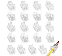 Clearhill Connectors 2 Pins Seamless Transparent 10mm for LED Strips,20 Pieces,Fast adapter without gap for waterproof/non-waterproof monochrome LED strips,no soldering required