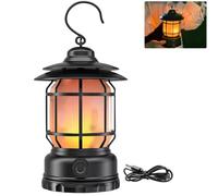 Clearhill Faroles de camping recargables, luz LED portátil con atenuación continua, diseño vintage impermeable, iluminación de 360°, carga rápida USB-C, decoración interior y exterior (Antiguo, 1PACK)