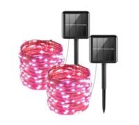 Clearhill Guirnalda de luces solares para exteriores, 2 paquetes de 10 m, 100 LED, 8 modos, impermeables, funciona con energía solar, para jardín, patio, boda, decoración de fiesta