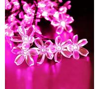 Clearhill Lámpara de cadena batería y alimentación USB, 32FT/10M, rosa, 80 LED, flores de cerezo, decoración interior/exterior - ideal para Navidad, jardín, cumpleaños, bodas, fiestas