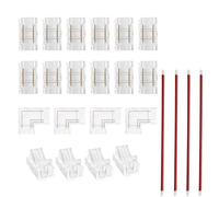 Clearhill Seamless Transparent 2 Pin Corner Connector Kit for COB LED Strips, 4P Wire Strip, 12P Wire Strip, L 2P, 4P Red and Black Wire, for 5V/12V/24V LED Strips
