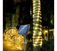 Clearhill Solar Cable Light 20M/65ft warm white, 200 led, 8 modos, impermeable IP65, cadenas de luces solares exteriores para jardín, fiesta, casa, navidad, Halloween, decoraciones de árboles