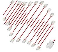 Clearhill tira sin soldadura de 20 paquetes de 2 pines para conectores de alambre + conexión sin agujas de cable de 10 cm para tiras led COB de un solo color de 8 mm