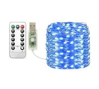 Clearhill USB Fairy Lights 1Pack, 33ft / 10M caliente azul 100LED USB Cooper Wire String Lights con mando remoto, 8 modos, temporización y Dimmable für Weihnachten Schlafzimmer