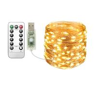 Clearhill USB Fairy Lights 1Pack, 33ft / 10M Warm100LED USB Cooper Wire String Lights with Remote Control, 8 Modi, Timing & Dimmable für Weihnachten Schlafzimmer