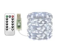 Clearhill USB Fairy Lights 1Pack, 65.6ft / 20M blanco cálido 100LED USB Cooper Wire String Lights con mando remoto, 8 modos, temporización y dimmable para Navidad