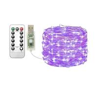 Clearhill USB Fairy Lights 1Pack, 65.6ft / 20M Caliente Pruple 100LED USB Cooper Wire String Lights con Remote Control, 8 Modi, Timing & Dimmable für Weihnachten Schlafzimmer