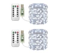 Clearhill USB Fairy Lights 2Pack, 33ft / 10M blanco cálido 100LED USB Cooper Wire String Lights con mando remoto, 8 modos, temporización y dimmable für Weihnachten Schlafzimmer