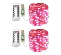 Clearhill USB Fairy Lights 2Pack, 33ft / 10M Caliente Rosa 100LED USB Cooper Wire String Lights con Remote Control, 8 Mods, Timing & Dimmable für Weihnachten Schlafzimmer