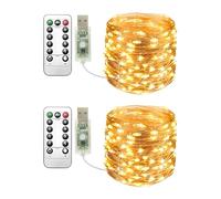 Clearhill USB Fairy Lights 2Pack, 33ft / 10M Warm100LED USB Cooper Wire String Lights con mando remoto, 8 modos, Tiemporización y Dimmable für Weihnachten Schlafzimmer