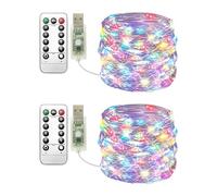 Clearhill USB Fairy Lights 2Pack, 65.6ft / 20M Color cálido 100LED USB Cooper Wire String Lights con mando remoto, 8 modos, Tiempo y Dimmable für Weihnachten Schlafzimmer