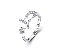 Clearine Anillos Mujer Serie de Constelación - Géminis Plata de ley 925 Horóscopo Exclusivo Ajustable para Novia Boda Fiesta