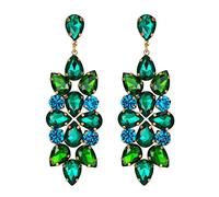 Clearine Art Deco brillante marquesa cristal lágrima explicación pendientes para mujer novia esmeralda color dorado tono