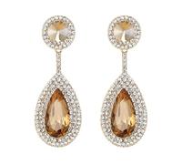 Clearine Hermosas piedras de estrás para boda, candelabro de gota, pendientes largos colgantes para joyería de boda, accesorios de graduación, etc, Cristal Acero aleado