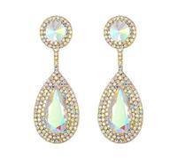 Clearine Hermosas piedras de estrás para boda, candelabro de gota, pendientes largos colgantes para joyería de boda, accesorios de graduación, etc, Cristal Acero aleado